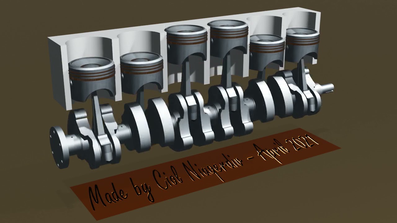 6 cylindres en ligne - Vilebrequin Crankshaft - Blender 2 92