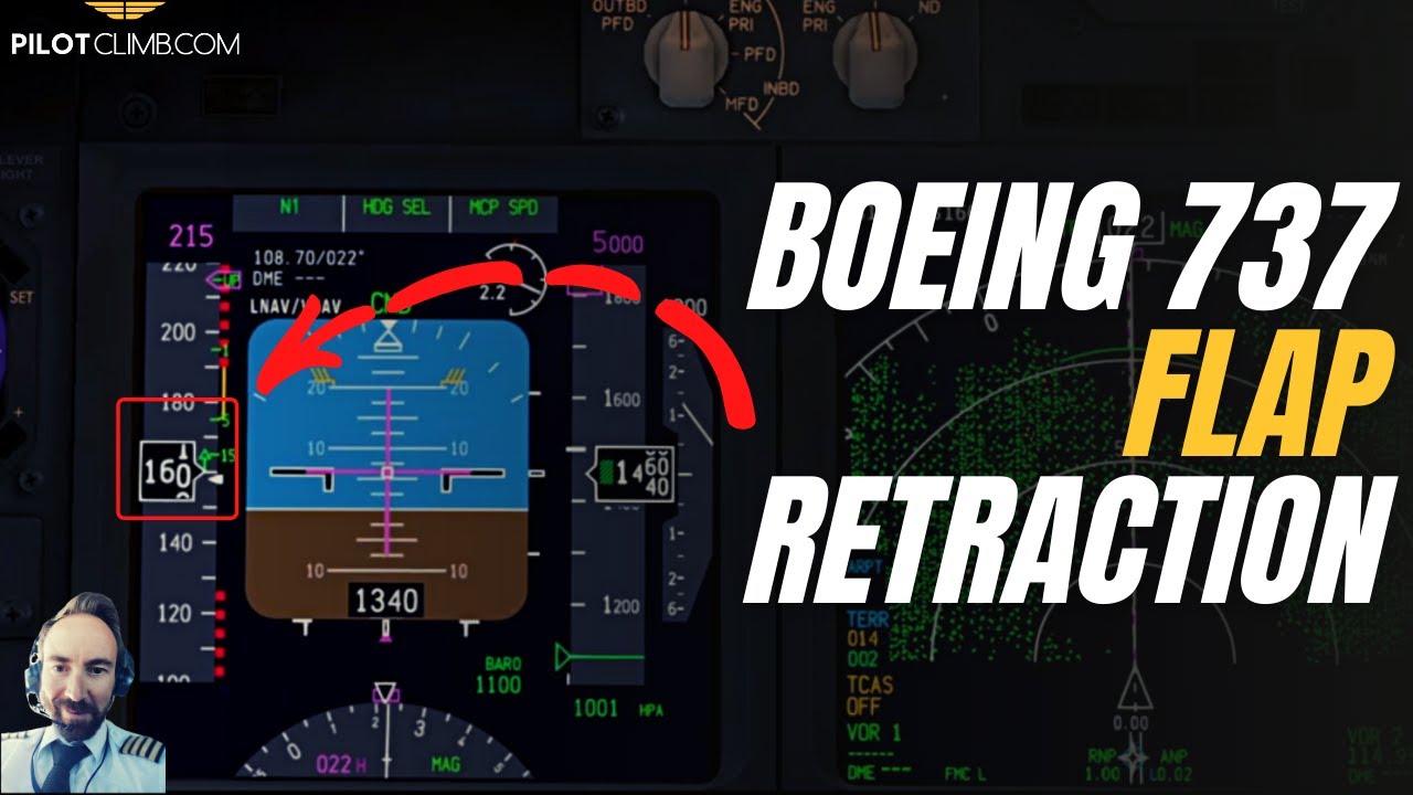Что проверяет пилот самолета во время уборки закрылков? - [Взлет Boeing 737]