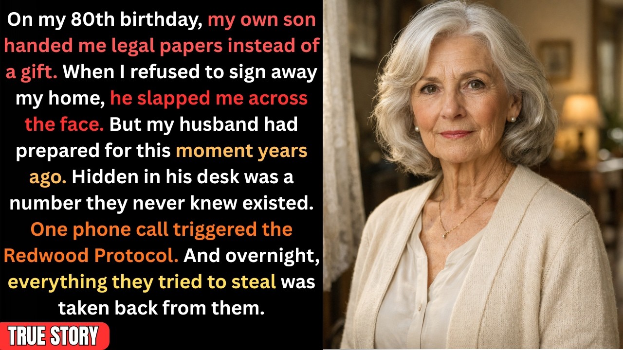 My Son Slapped Me on My 80th Birthday… But My Husband’s Secret Plan Destroyed Him