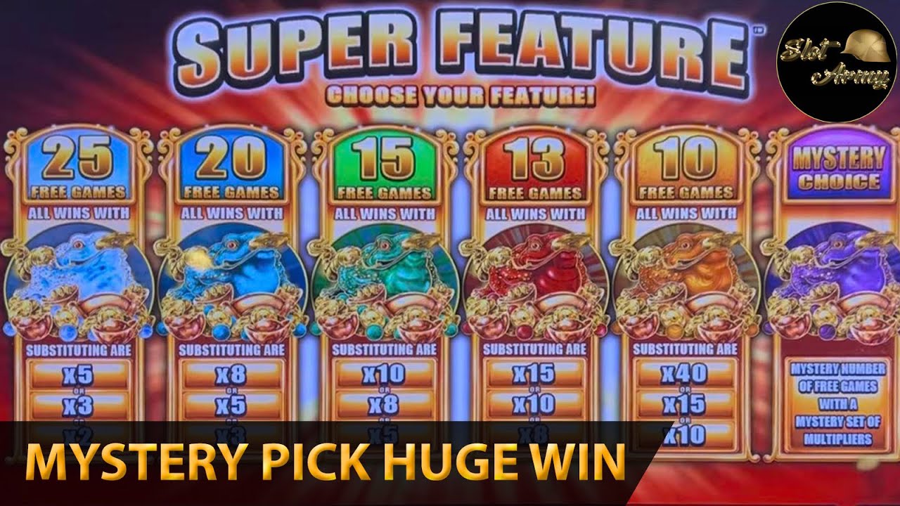 ⭐️SUPER FEATURE HUGE WIN BONUS⭐️5 Frogs Mystery Pick | Mighty Cash Double Up Bonus Slot Machine