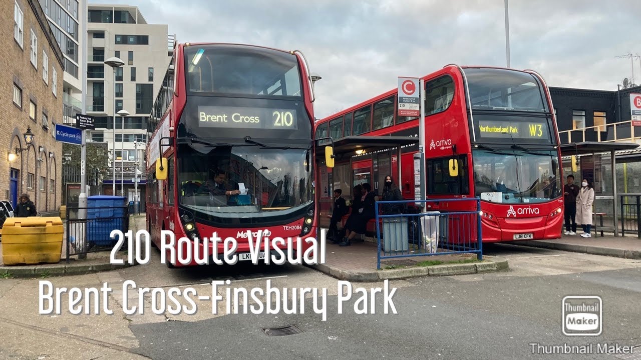 FULL ROUTE VISUAL 210 Brent Cross-Finsbury Park TEH1467 & TEH2084.