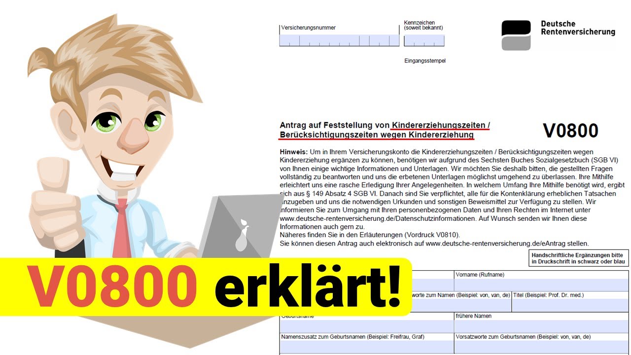 Kindererziehungszeiten beantragen - Wie Antrag V0800 und V0805 ausf&uuml;llen?