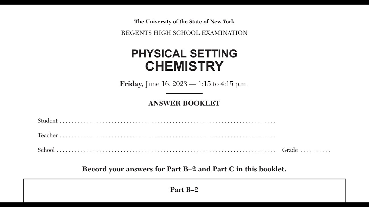 June 2023 Regents Chemistry Part 2 solutions