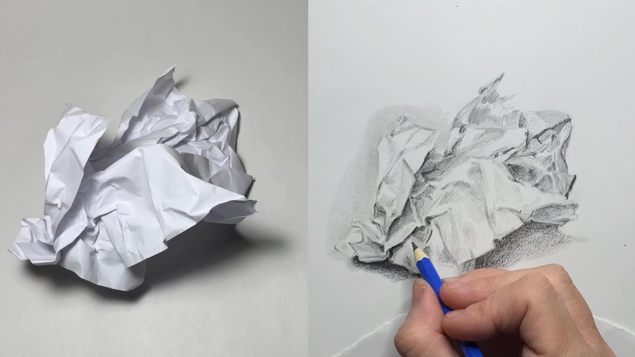 Updated Crumpled Paper Graphite Drawing demo + Jay 🐦 funny