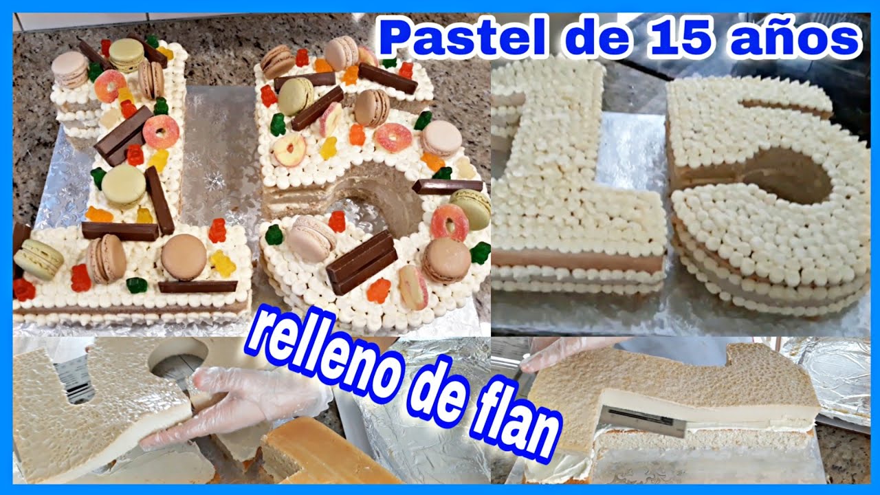 Pastel De Numero 15 RELLENO DE FLAN Tres Leches Para Adolescente De 15  Años