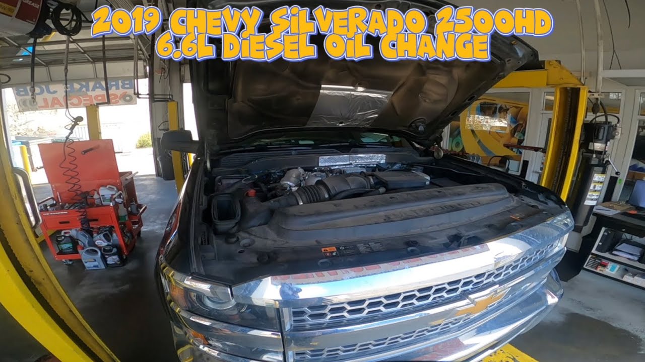 2019 Chevy Silverado 2500HD 6.6L Duramax Diesel Oil Change POV - Express Oil Changer