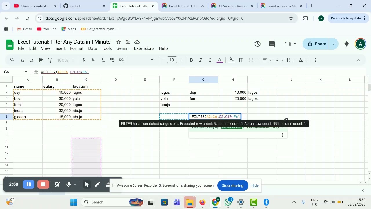 Excel Tutorial  Filter Any Data in Minutes   Google Sheets 1