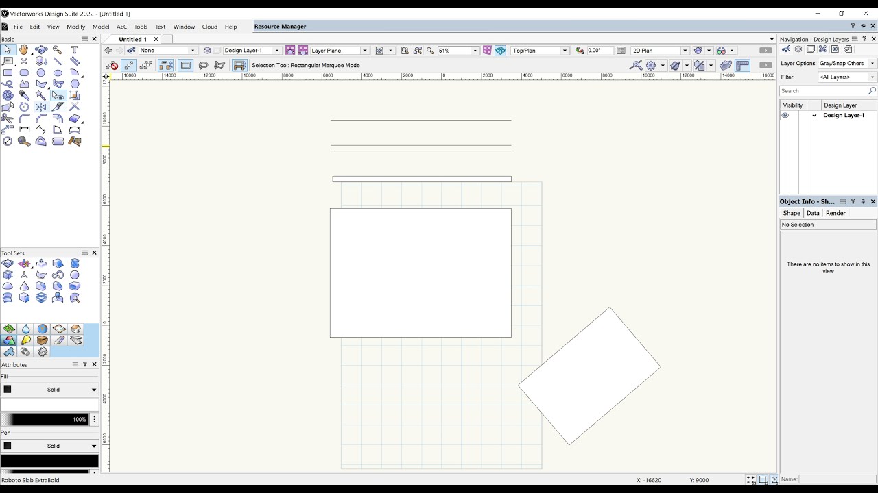 Vectorworks For Beginners | Line | Double Line | Rectangle |