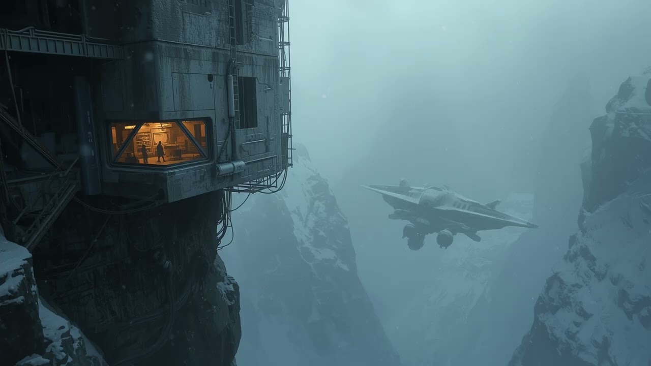 Impact Watch Station ✨ 2 Hour Snow Cliff Ambience  Fallen Craft Soundscape  Calm Aftermath | Sci-Fi