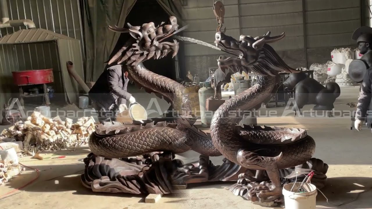 Bronze Dragon Water Fountain for Outdoor Garden Decor