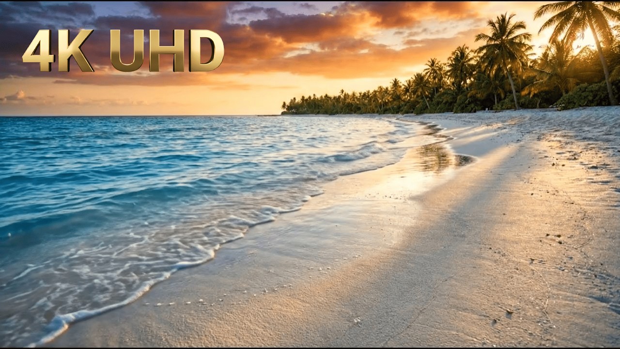 TROPICAL BEACH 10 HOURS - Relaxing Ocean Waves for Sleep, Study and Meditation (4K ASMR)