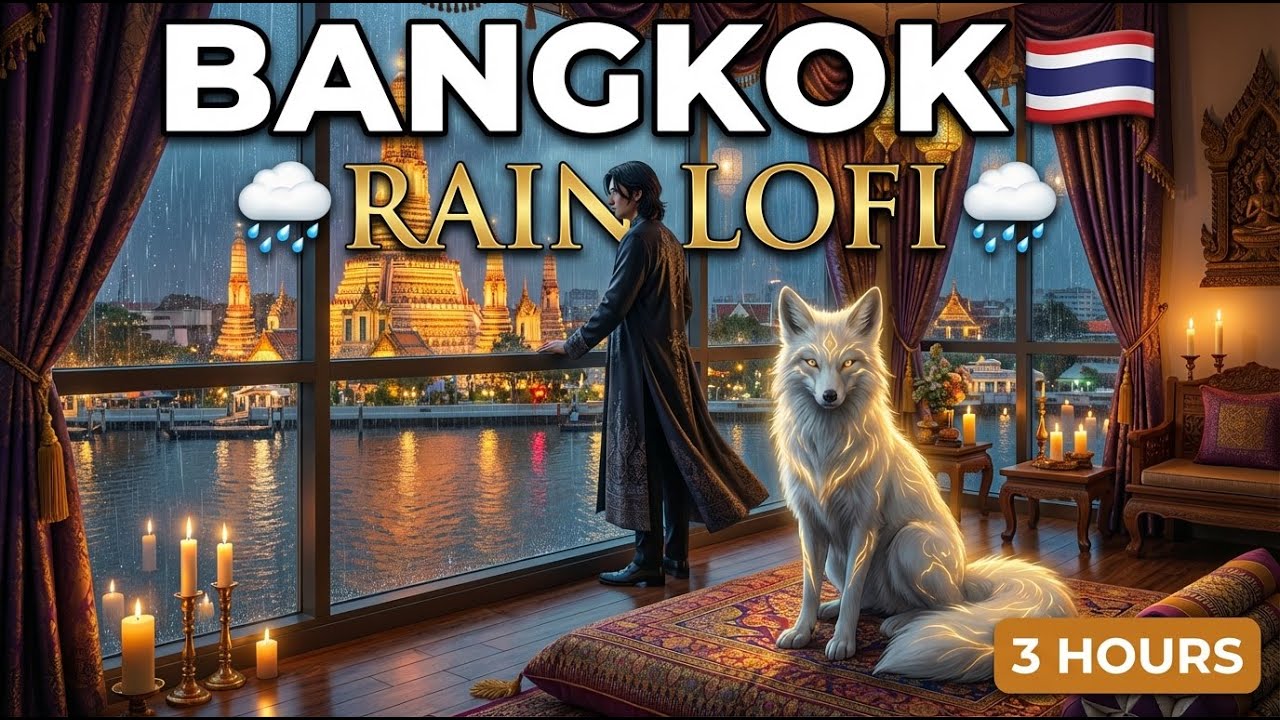 Yuki and The Rain Seeker in Bangkok 🦊🇹🇭 | 3 Hour Thai Lofi Beats • Monsoon Rain & Ranat