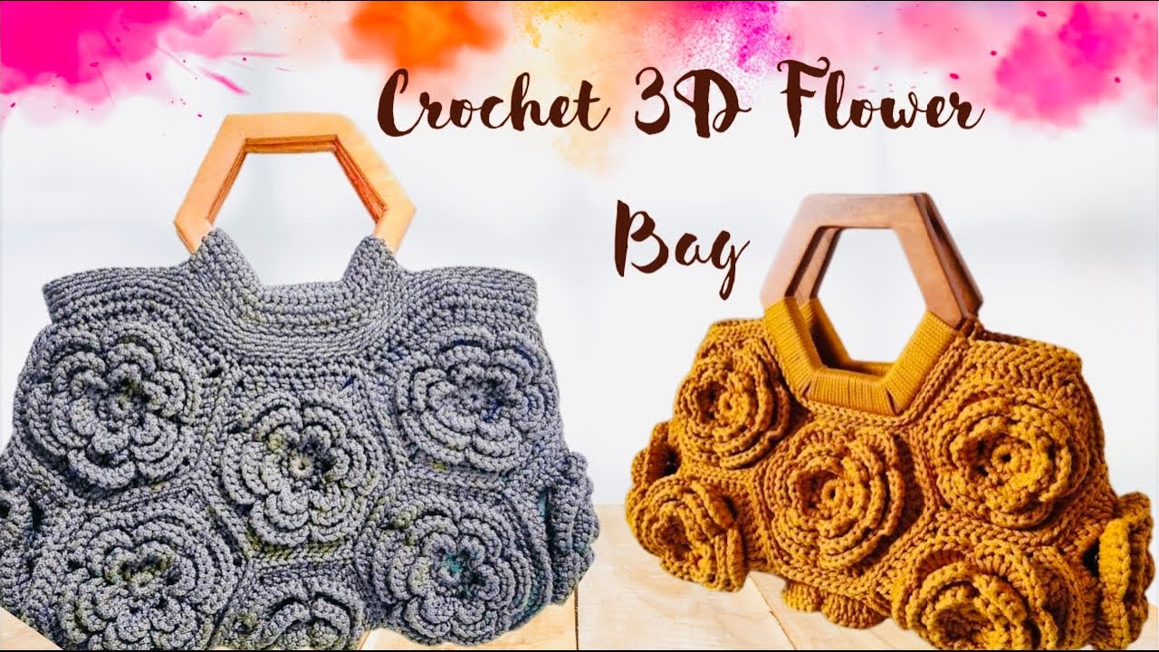 Crochet 3D Flower Bag Part 2