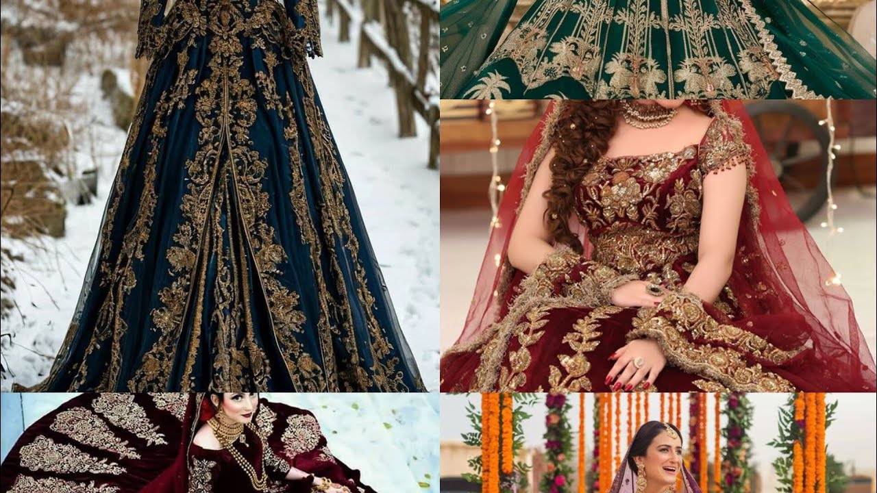 Elegant Bridal Velvet Dresses | Royal Winter Wedding Outfit Designs#trend#trending
