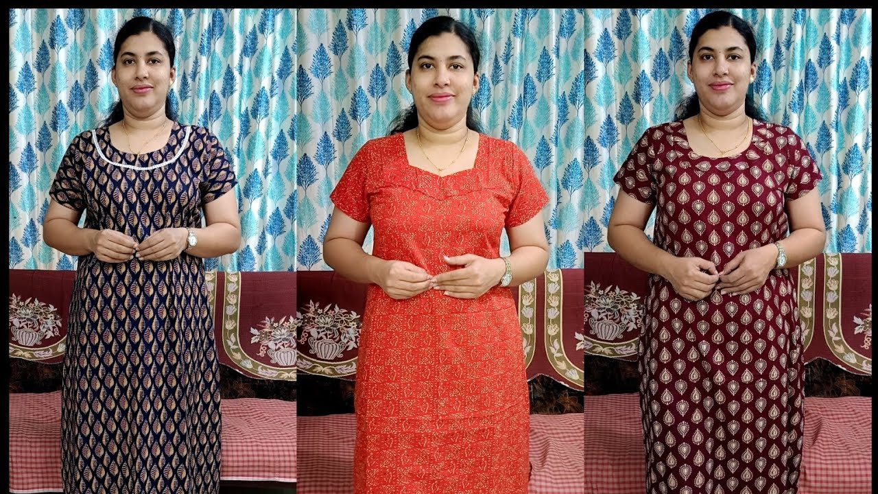 CATHY'S Own Brand Cotton Aline Cut Nighties...Ready To Ship.Cathy's Collections. Booking 9497352940.