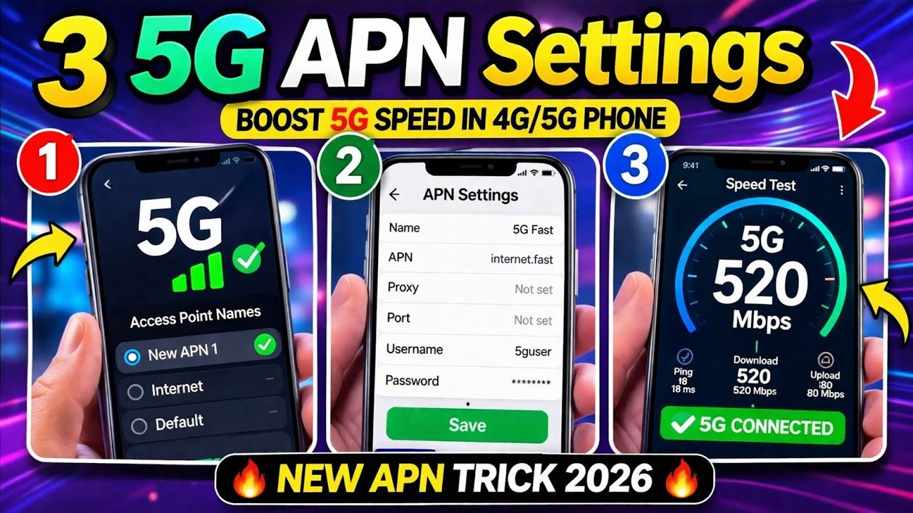 3 Best 5G APN Settings | Boost Speed in 4G Phone (2026 Trick)