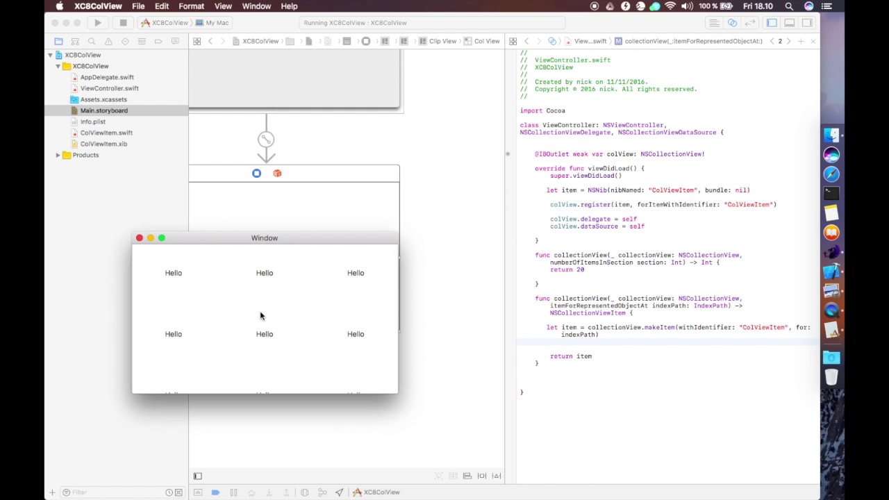 Xcode 8 NSCollectionView in 12 minutes
