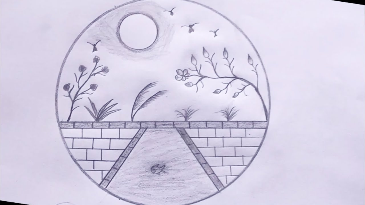 Peaceful Evening Scenery 🌿 | Simple Pencil Sketch for Beginners