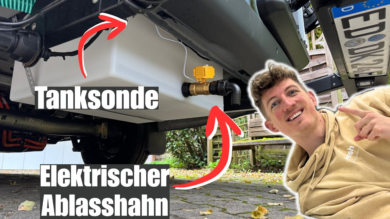 Abwassertank unter dem Campervan verbauen - so geht's! Mit elektrischem Ventil 💦