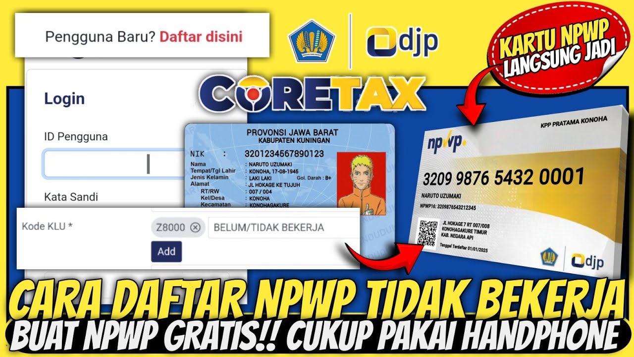 Cara buat NPWP untuk yang belum bekerja online  ● Daftar npwp untuk yang tidak bekerja online