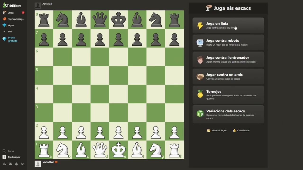 Partidas de inicio del canal