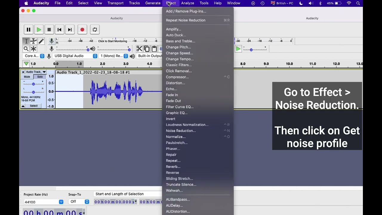 How to reduce noise in your audio recording | Audacity