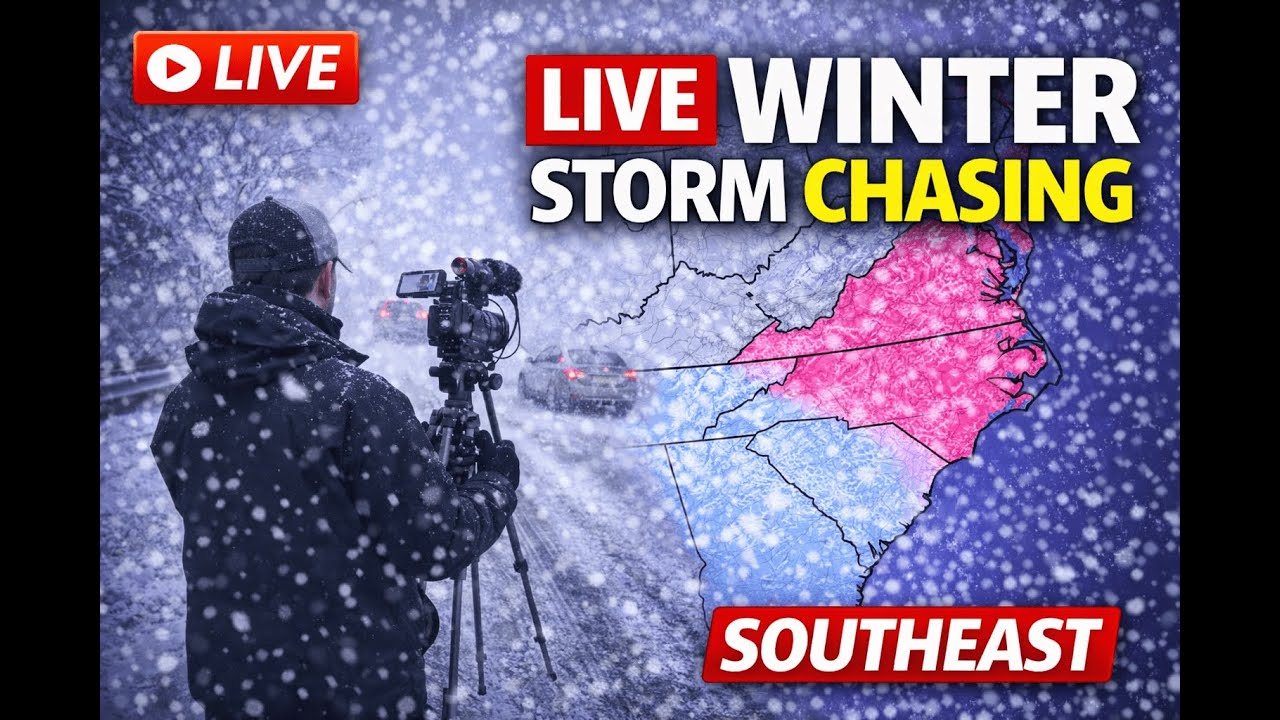🔴 LIVE STORM CHASING: Winter Storm Slams the Southeast