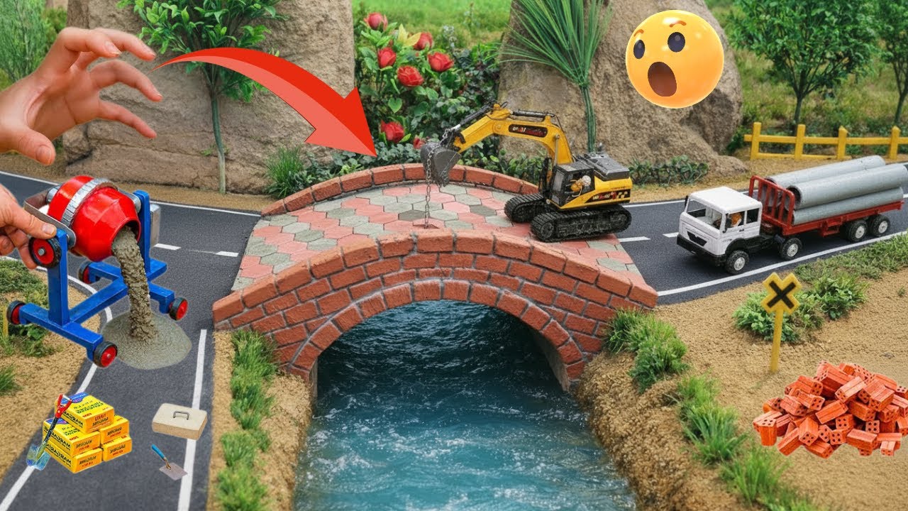 🚜DIY Mini tractor Builds Strong Cement Bridge, best Engineering Construction Project @ZigoCreator