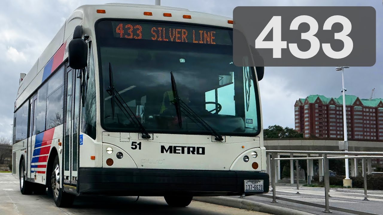 Хьюстон METRO Rapid Silver Line, автобус Galleria Uptown Houston Bus Rapid Transit, поездка на ав...