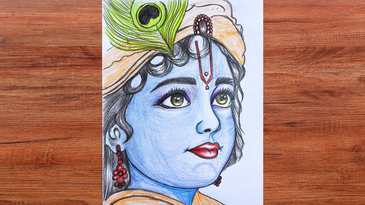 Lord Krishna Pencil Drawing | Shree Krishna Portrait Drawing Step by Step | Devotional Art