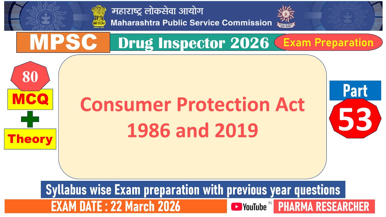Consumer Protection Act MCQs II MPSC DI 2025 Exam Preparation #mpsc #druginspector