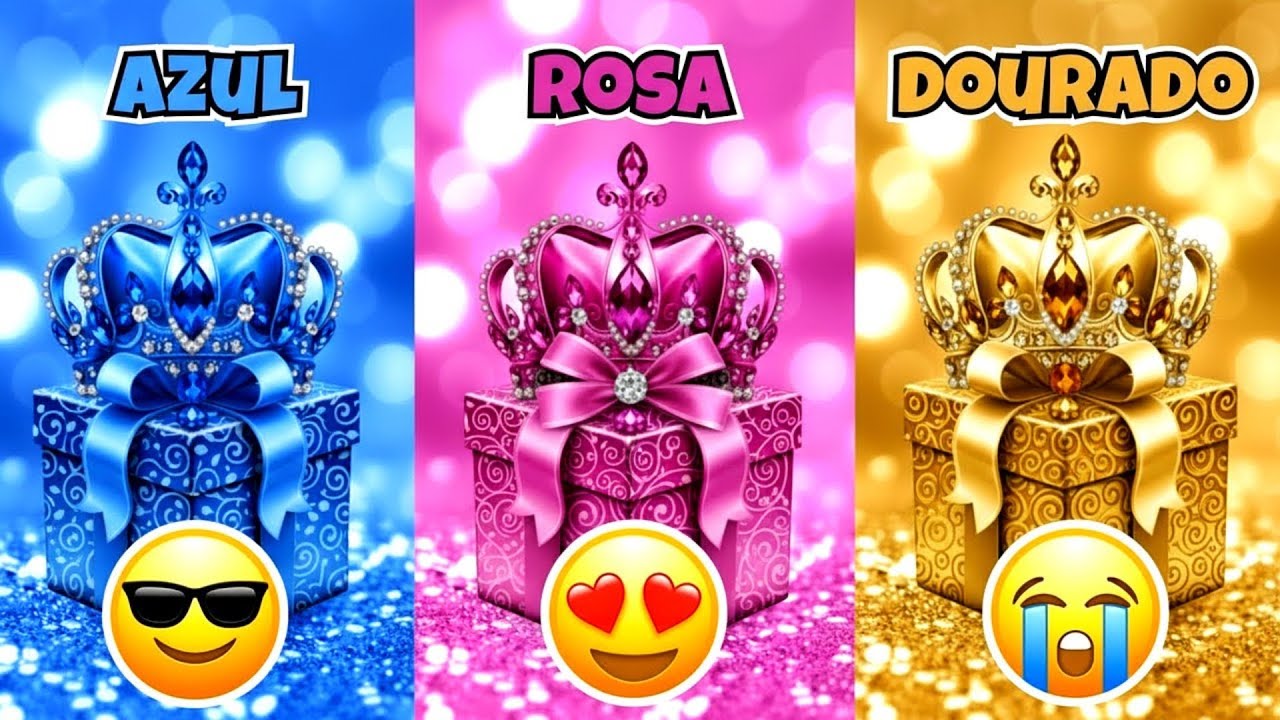 🎁 ESCOLHA SEU PRESENTE! ⭐ Qual Você Prefere? 😱 Azul, Rosa ou Dourado!