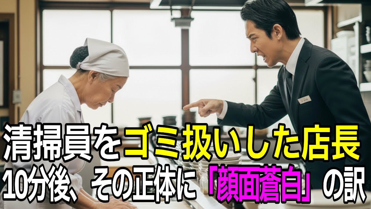 【スカッと】「老害は荷物だ！」清掃員の70代女性を追い出した店長→10分後、建物オーナーとして再会し店を即廃業させた結末…