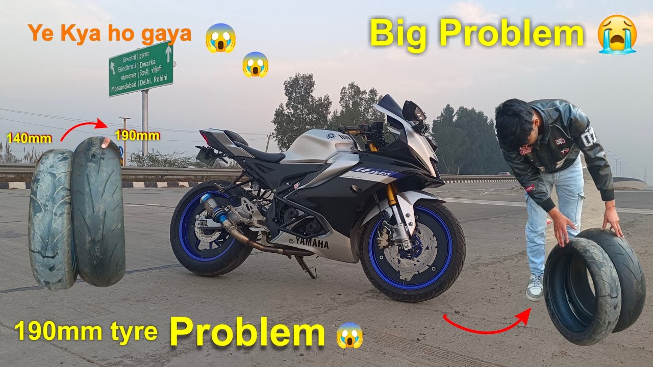 Yamaha R15 V3 me 190mm Tyre 😱 Big Problem | 140mm vs 190mm Full Truth