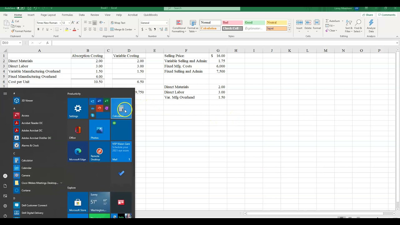 Inventory Costing and Capacity Analysis   Part 1