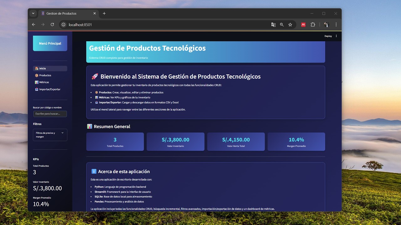 App de Gesti&oacute;n de Productos con Python, Streamlit y SQLite | CRUD + Dashboard