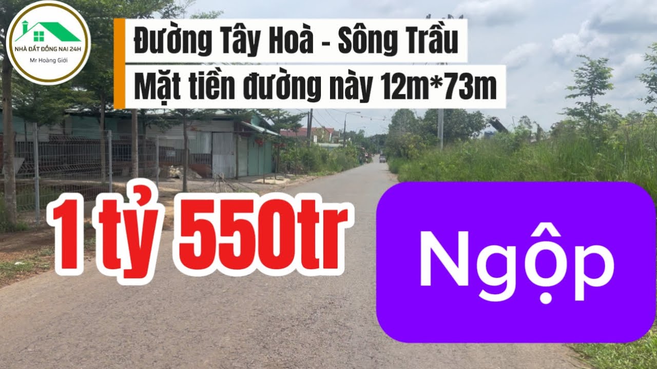 Mặt tiền Tây Hoà Trảng Bom 12m*73m