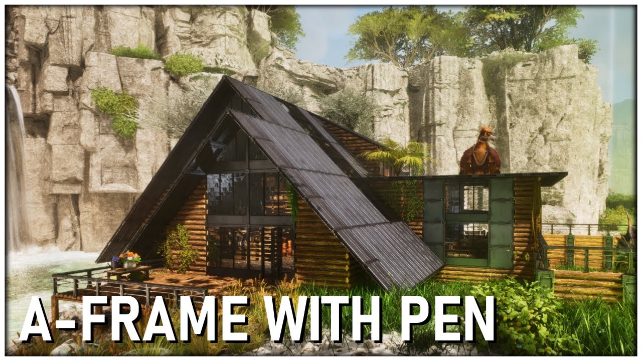 Ark Survival Ascended: A-Frame with a Dino Pen Base Design