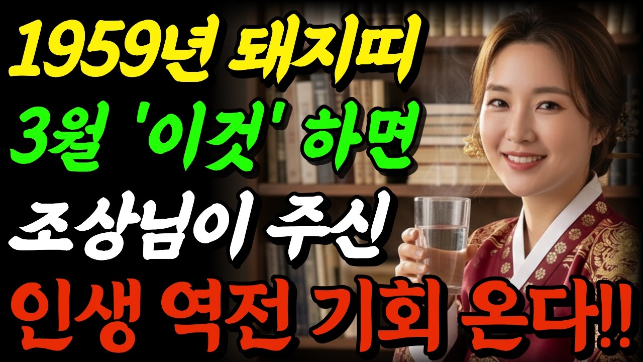 1959년 돼지띠, 2026년 3월 아침 '이것' 해 보세요! 조상님이 주신 인생 역전의 기회가 옵니다 #2026년운세 #59년운세 #돼지띠운세