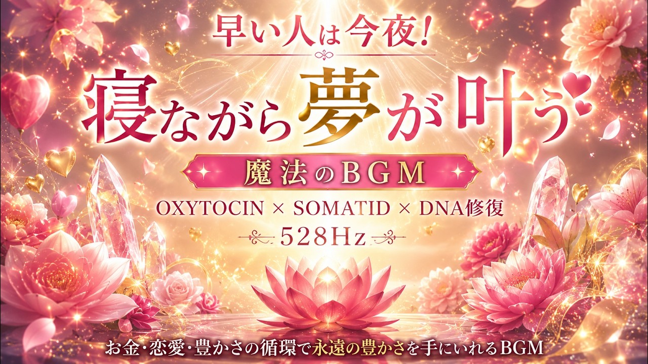 早い人は今夜❣️寝ながら夢が叶う魔法のBGM♡オキシトシン&times;ソマチッド&times;DNA修復528Hz&times; | お金・恋愛・豊かさの循環で永遠の豊かさを手にいれるBGM.