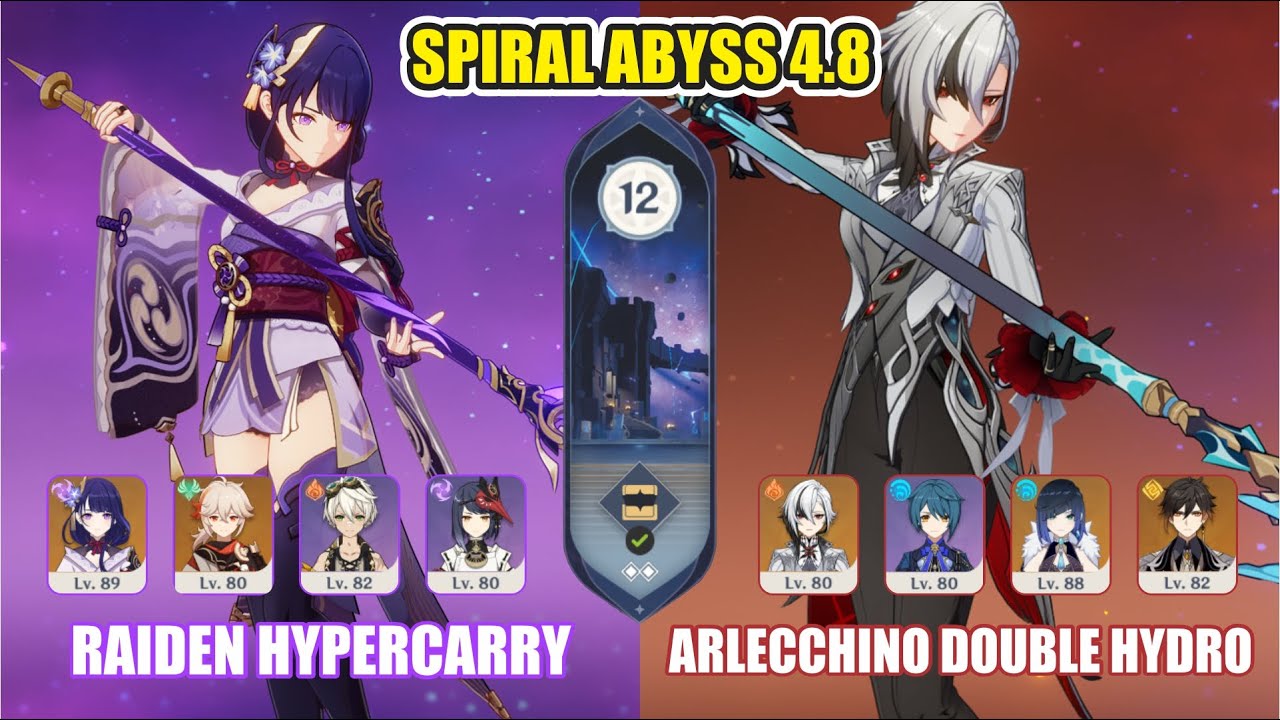 C3 Raiden Shogun Hypercarry &  C0 Arlecchino Double Hydro - Spiral Abyss 4.8 - Genshin Impact