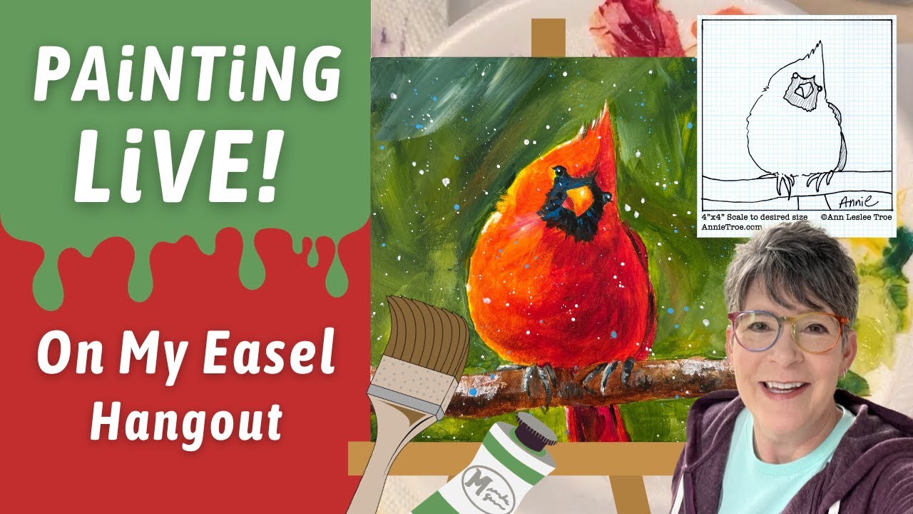 Paint a Simple Cardinal with a Traceable & Primary Colors LiVE in studio with Annie Troe