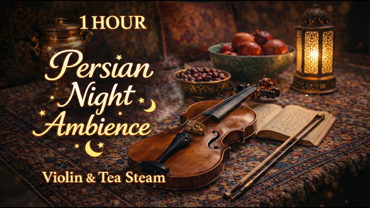 1 HOUR Persian Night Ambience 🌙 Violin & Tea Steam • Deep Relaxation, Sleep & Calm
