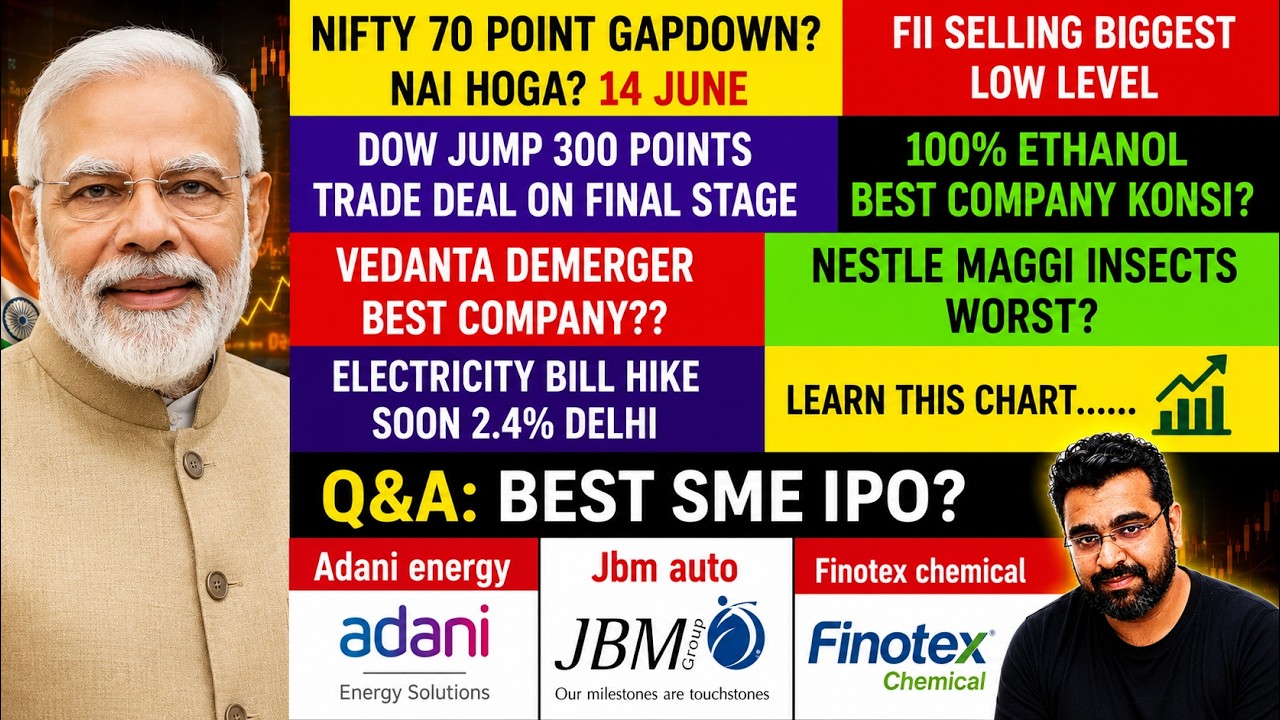Nifty Gap Down Nahi Hoga? | Vedanta Demerger Best Company? | Adani Energy, JBM Auto & Finotex