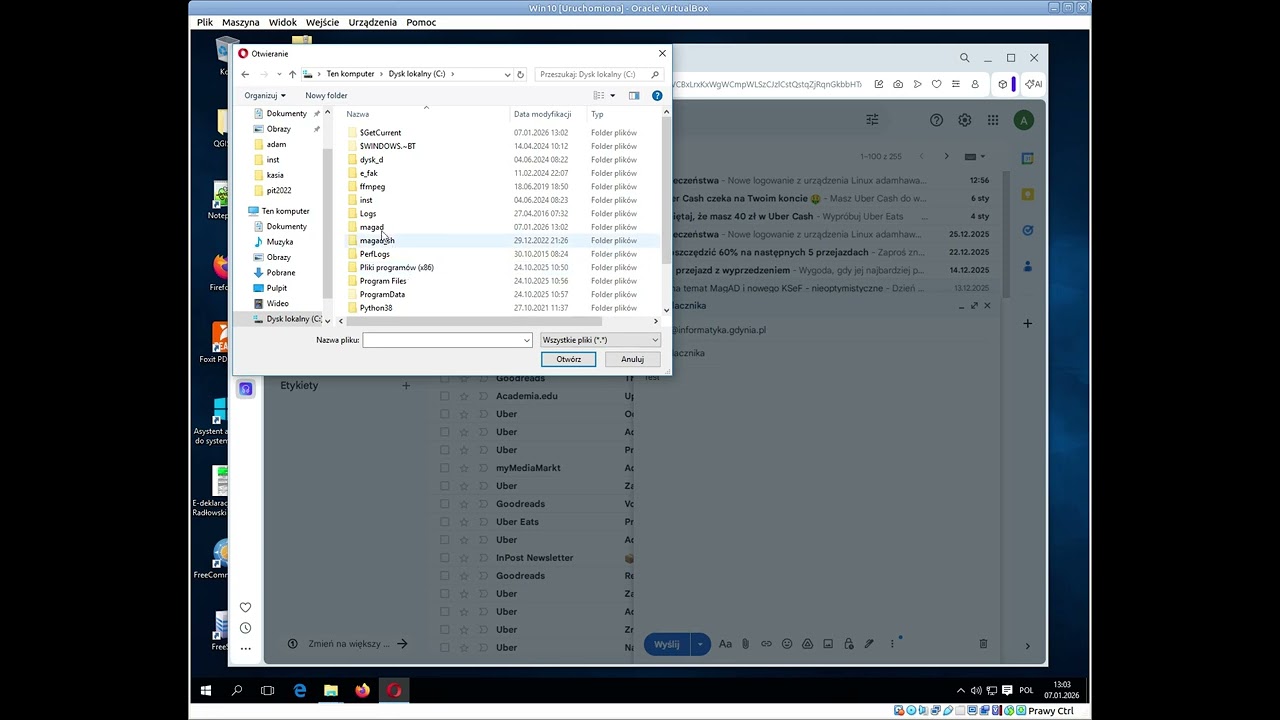 Jak załaczyć plik kopii w WIndows i wysłać