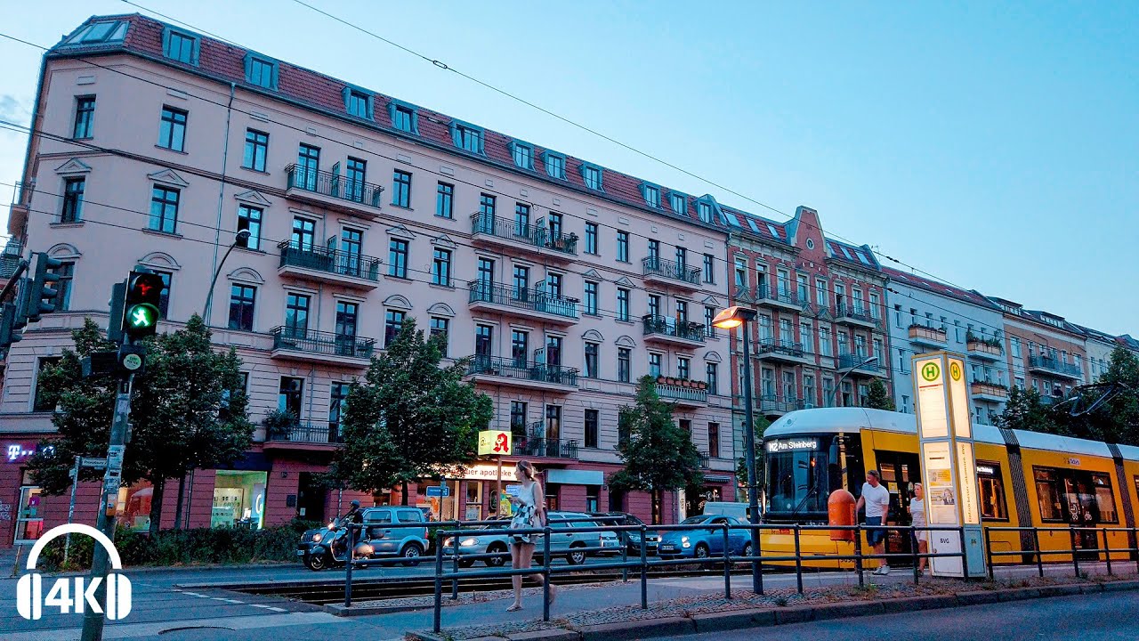 Berlin Walk in Summer Evening 2020 Prenzlauer Berg Winsviertel [4K] City real binaural sounds ASMR