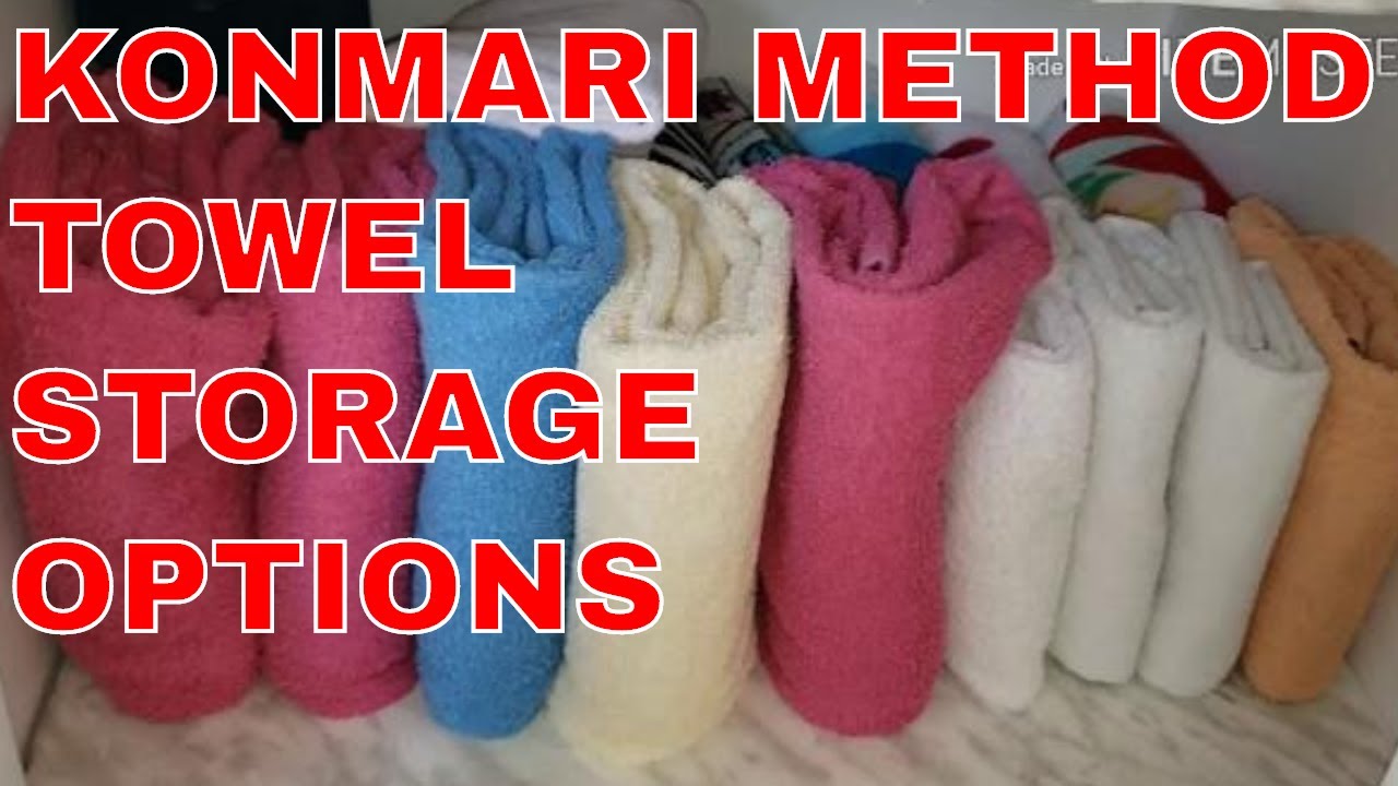 How to organize konmari method folded bath towels? Bathroom Linen closet storage ideas