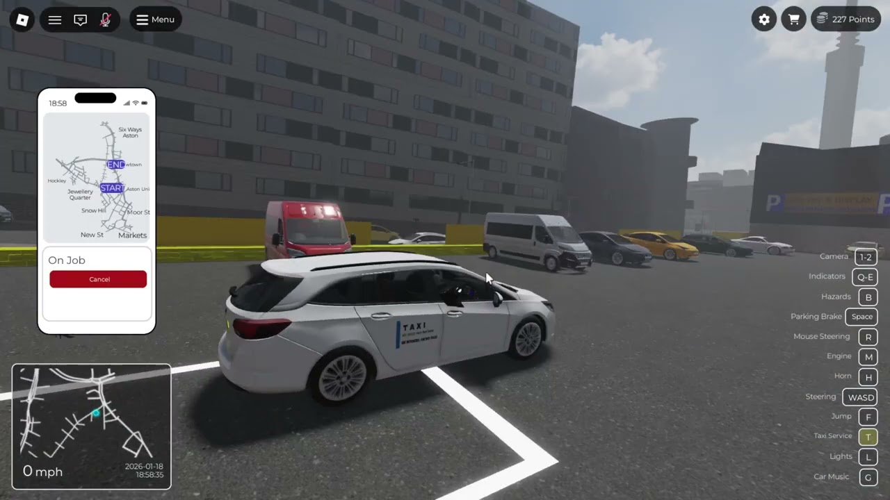 Roblox: Birmingham Vehicle Simulator - Taxi Car and new Car Gameplay (part 3)