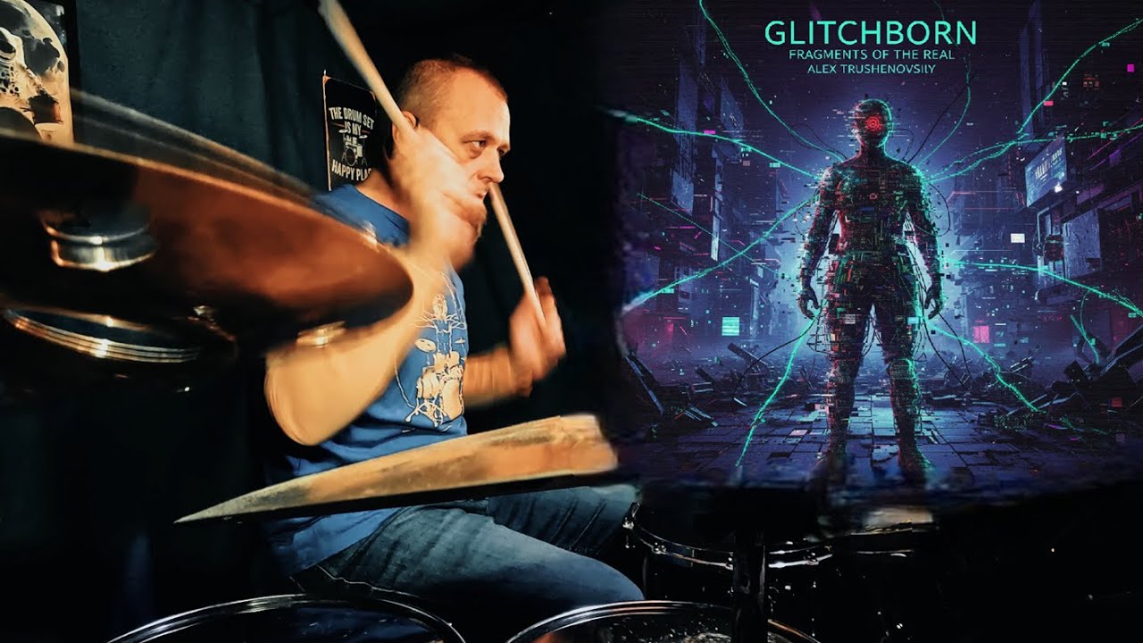Glitchborn — AI-Generated Song | Live Drum Performance by Alex Trushenovskiy
