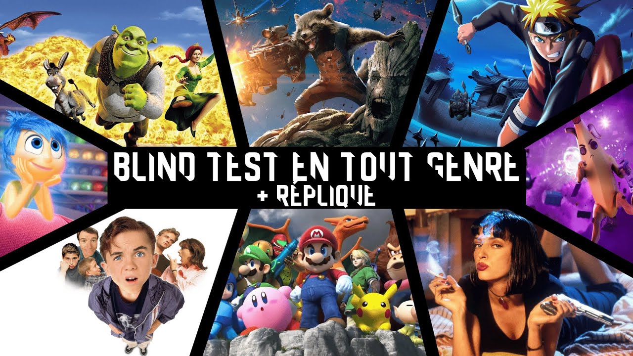 BLIND TEST TOUT GENRE 80 extraits (Film,Animation,Jeux Vidéo,Série,Réplique)